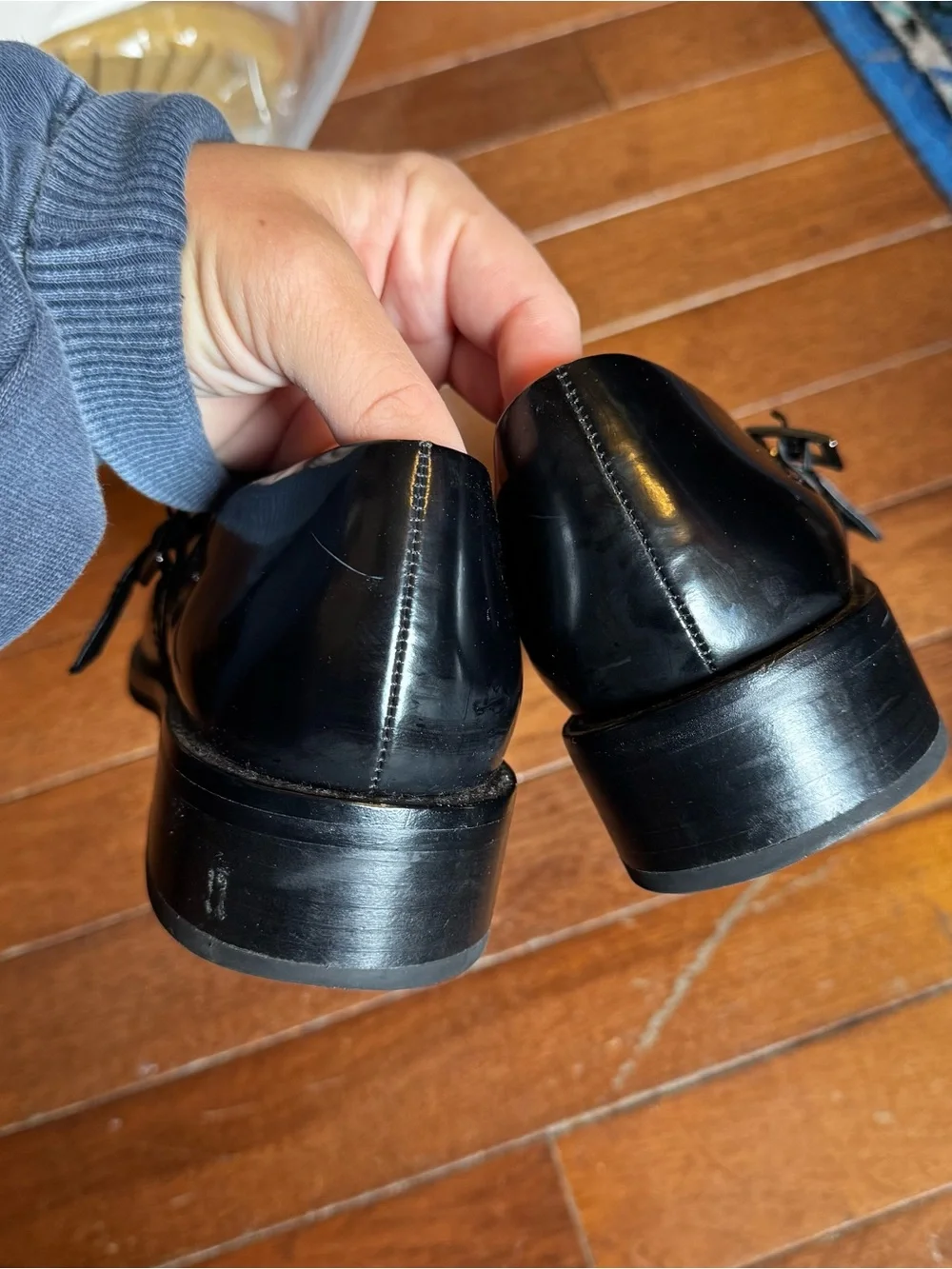 INTENTIONALLY BLANK Black Leather Mary Jane Loafers